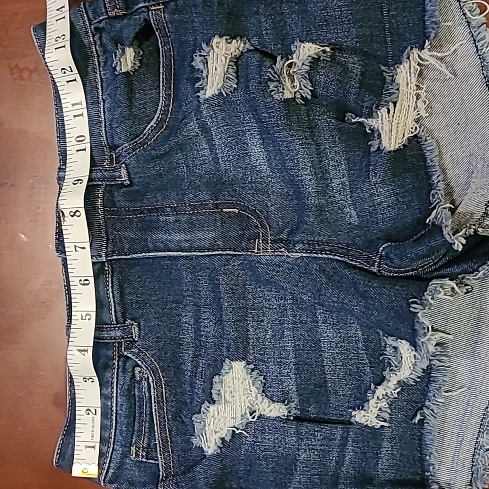 SO Brand Stretch Denim Distressed Shorts High Rise Shortie 5/27 - Picture 8 of 9